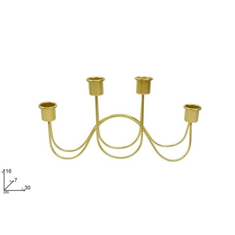 PORTACANDELE  METALLO ORO 4 POSTI 30X16CM
